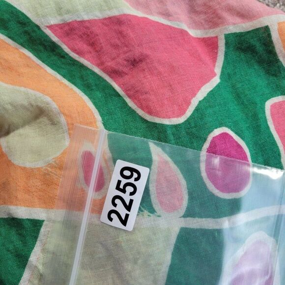 Christian Siriano Top Womens 1X 100% Linen Bold Bright Short Sleeve Colorful - Picture 8 of 8